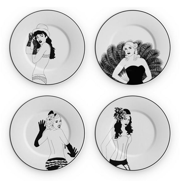 bourlesque plates wall decoration pin up
