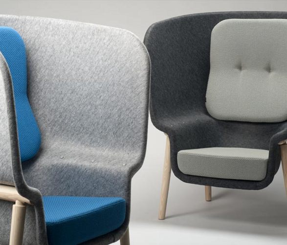 the pod chair made of moulded felt