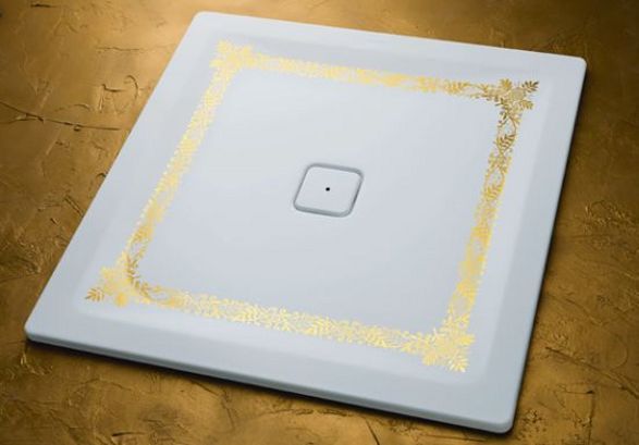 shower tray with golden ornament