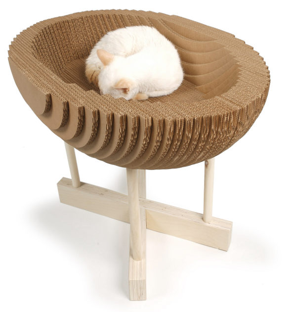 kittypod bed for cat made of cardboard