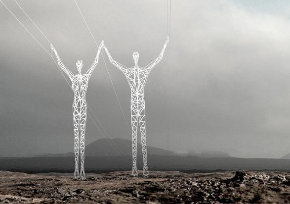 the land of giants human shaped pylons