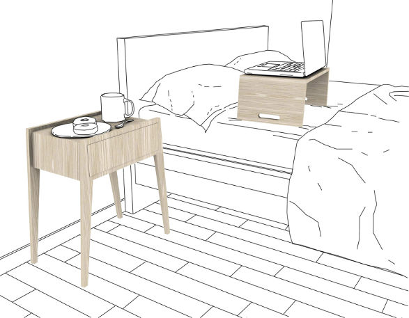 koko side table with laptop desk and breakfast tray