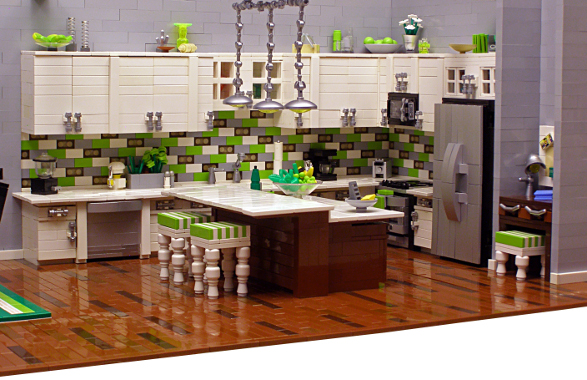 modern apartment made of lego blocks kitchen