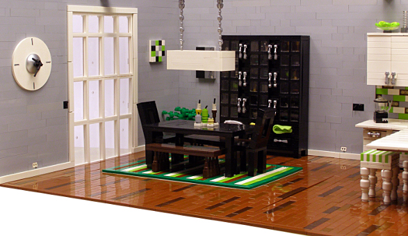 modern apartment made of lego bricks dinning