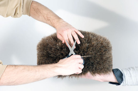 papa box made of fibers, horsehair and wood