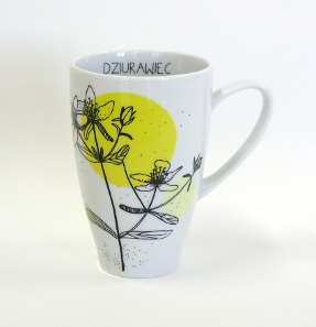 tea mug with hypericum decoration by kristoff fine porcelain