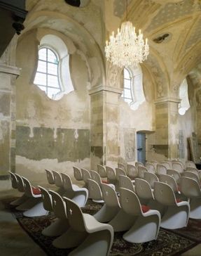 panton chair in czech church