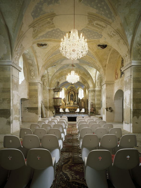 panton chair in the church in chodovice