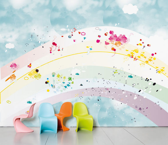 rainbow wallpaper for girls room