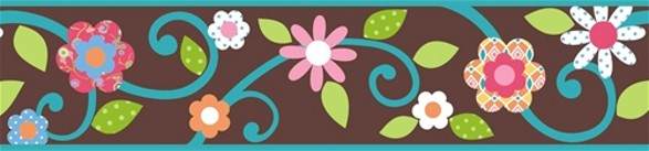 brown floral scroll border for child's room