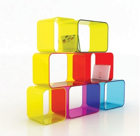 colourful cubes made of plexi 