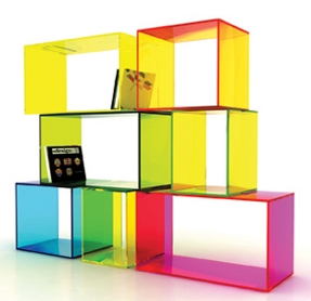 cubes bookcase made of plexi