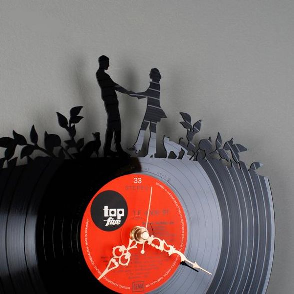 dance wall clock made of old vinyl record